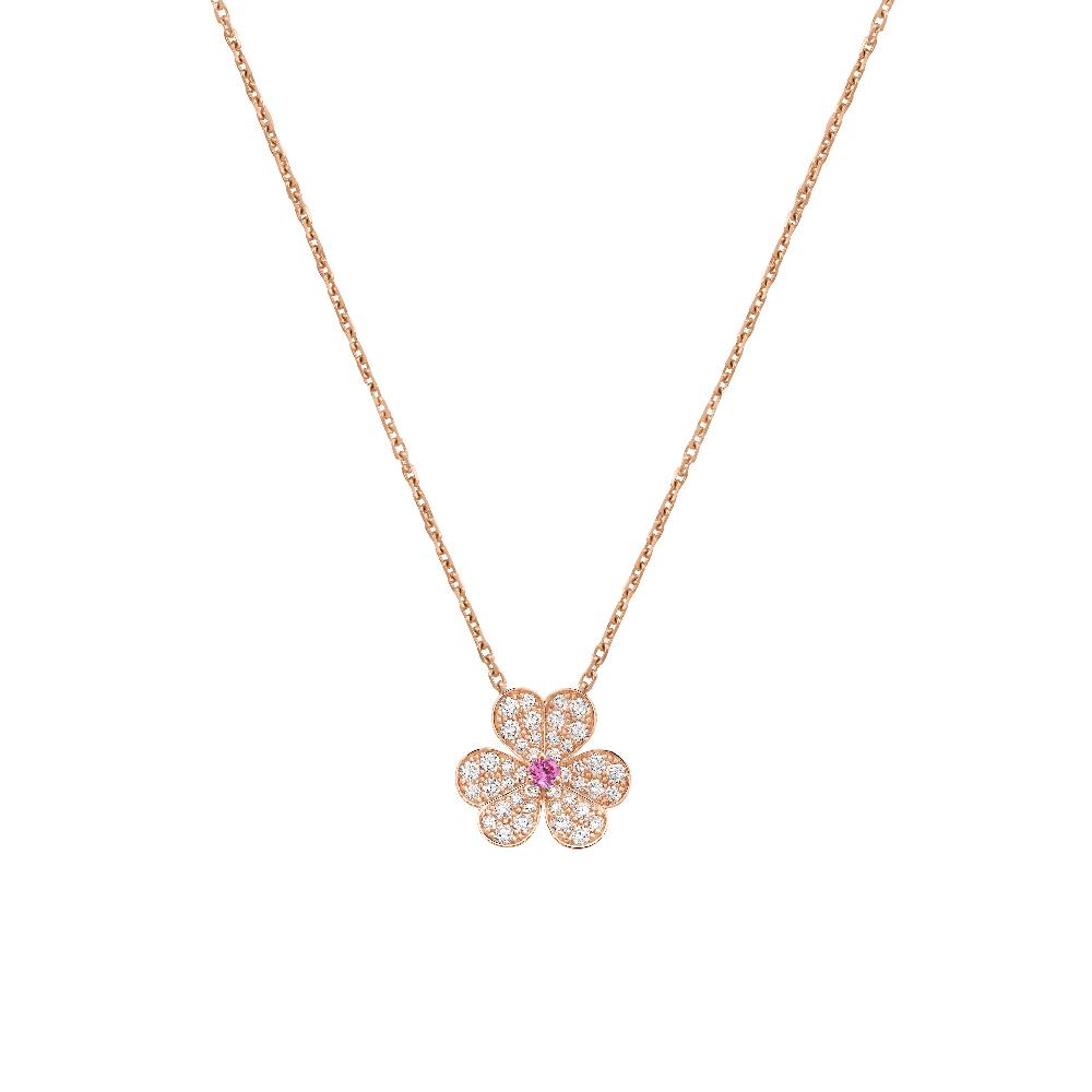 [Leaves]FRIVOLE ROSE GOLD FLOWER DIAMOND NECKLACE