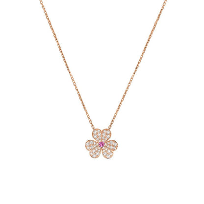 [Leaves]FRIVOLE ROSE GOLD FLOWER DIAMOND NECKLACE