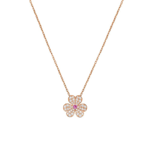[Leaves]FRIVOLE ROSE GOLD FLOWER DIAMOND NECKLACE