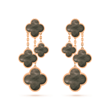 [Leaves]CLOVER EARRINGS DARK MOP 4 MOTIFS ROSE GOLD