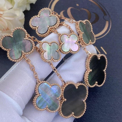 [Leaves]CLOVER EARRINGS DARK MOP 4 MOTIFS ROSE GOLD