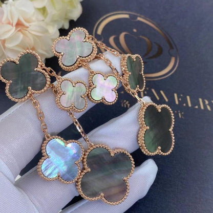 [Leaves]CLOVER EARRINGS DARK MOP 4 MOTIFS ROSE GOLD