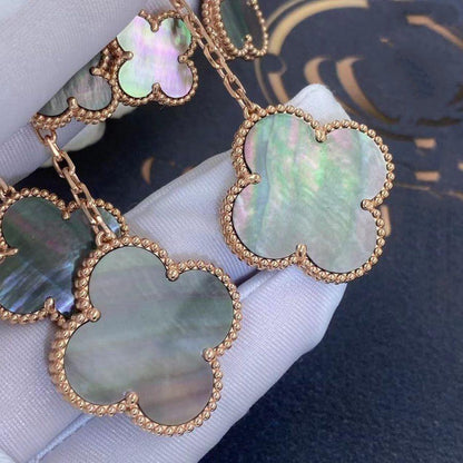 [Leaves]CLOVER EARRINGS DARK MOP 4 MOTIFS ROSE GOLD