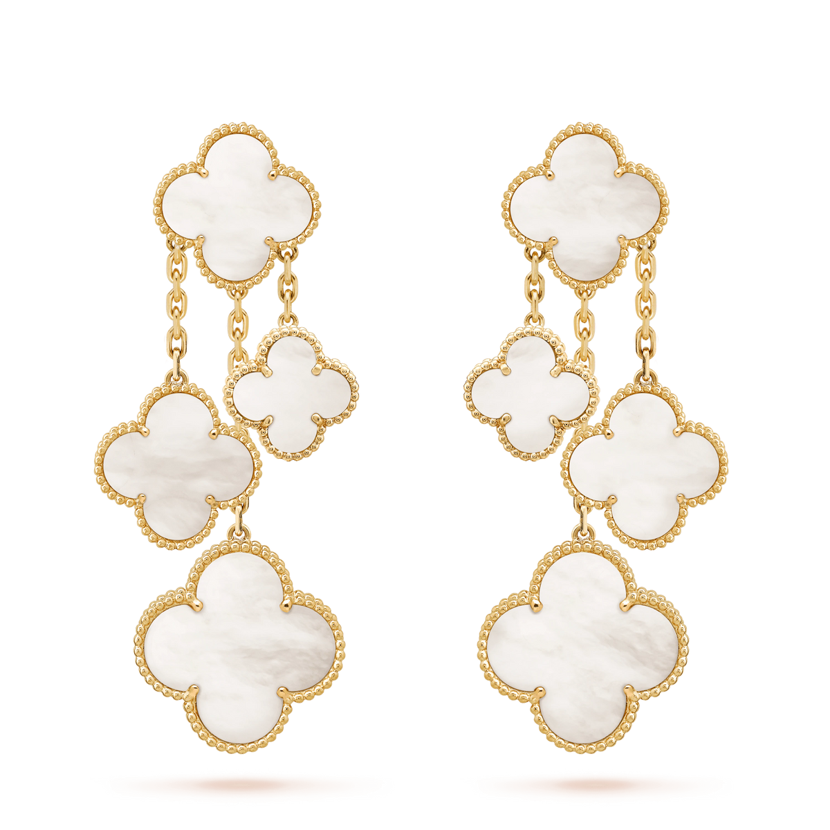 [Leaves]CLOVER EARRINGS WHITE MOP 4 MOTIFS GOLD