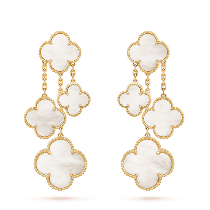 [Leaves]CLOVER EARRINGS WHITE MOP 4 MOTIFS GOLD
