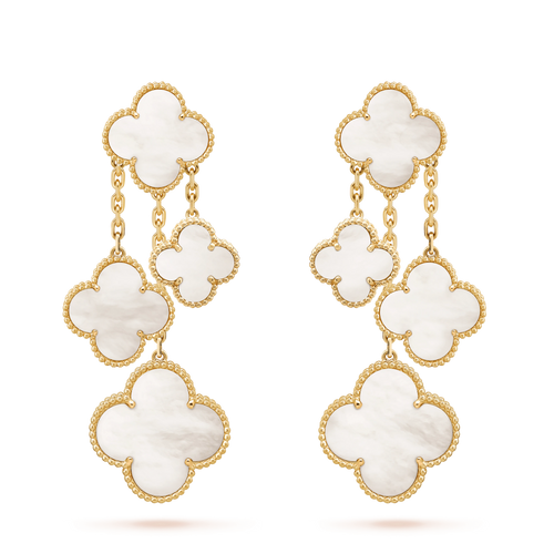 [Leaves]CLOVER EARRINGS WHITE MOP 4 MOTIFS GOLD