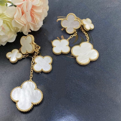 [Leaves]CLOVER EARRINGS WHITE MOP 4 MOTIFS GOLD