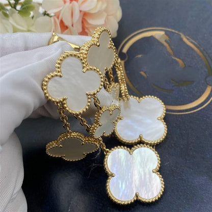 [Leaves]CLOVER EARRINGS WHITE MOP 4 MOTIFS GOLD
