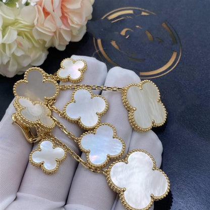 [Leaves]CLOVER EARRINGS WHITE MOP 4 MOTIFS GOLD