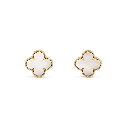 [Leaves]CLOVER MEDIUM 1 MOTIFS  WHITE MOP STUD EARRINGS