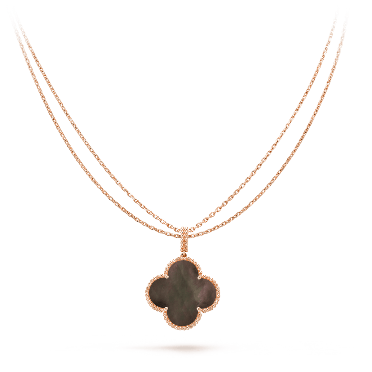 [Leaves]CLOVER 25MM GOLD DARK MOP BIG CLOVER NECKLACE