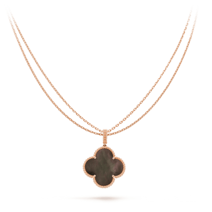 [Leaves]CLOVER 25MM GOLD DARK MOP BIG CLOVER NECKLACE