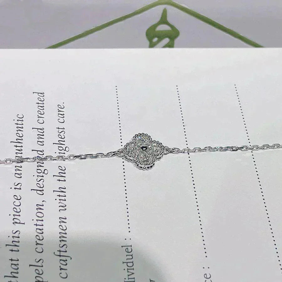 [Leaves]CLOVER  SINGLE FLOWER BRACELET SILVER
