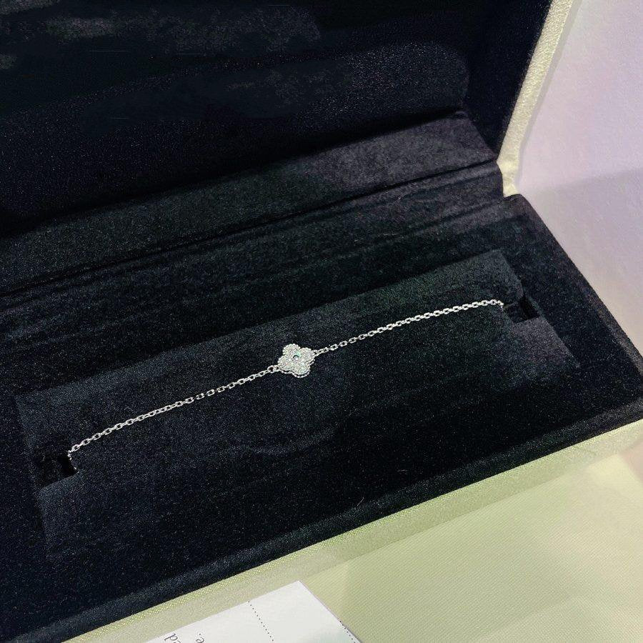 [Leaves]CLOVER  SINGLE FLOWER BRACELET SILVER