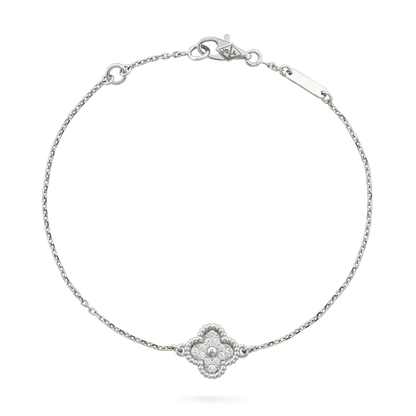 [Leaves]CLOVER  SINGLE FLOWER BRACELET SILVER