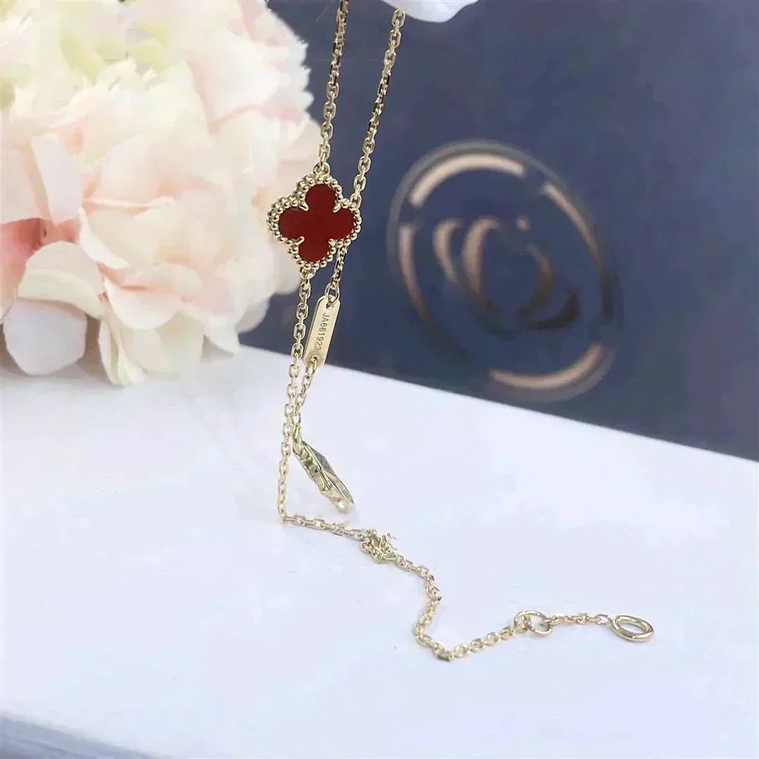 [Leaves]CLOVER  CARNELIAN SINGLE FLOWER BRACELET