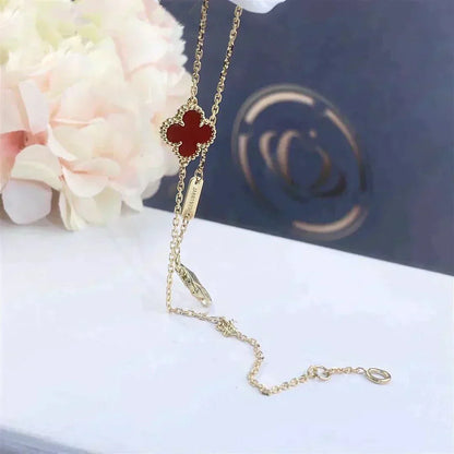 [Leaves]CLOVER  CARNELIAN SINGLE FLOWER BRACELET