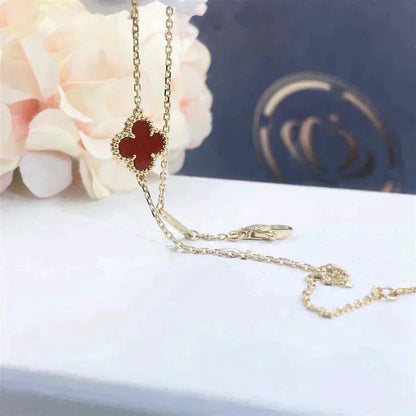[Leaves]CLOVER  CARNELIAN SINGLE FLOWER BRACELET