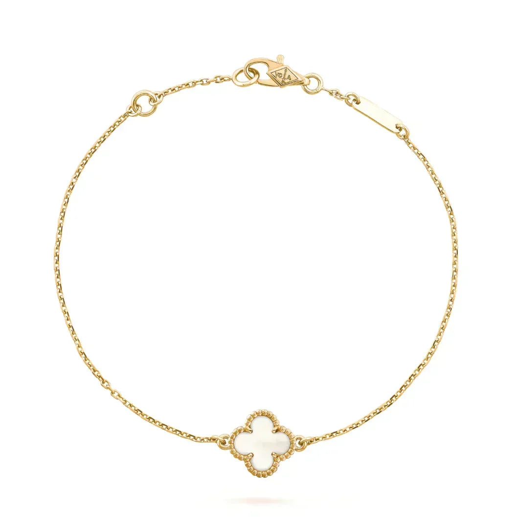 [Leaves]CLOVER WHITE MOP SINGLE FLOWER BRACELET