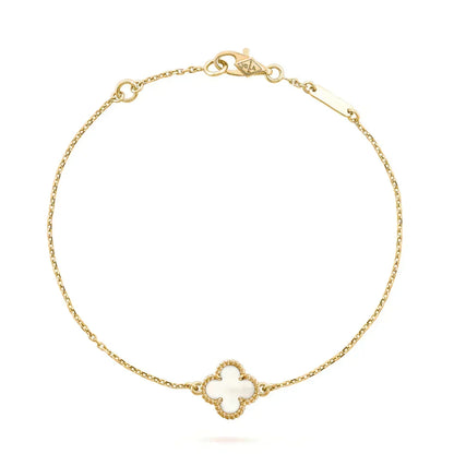 [Leaves]CLOVER WHITE MOP SINGLE FLOWER BRACELET