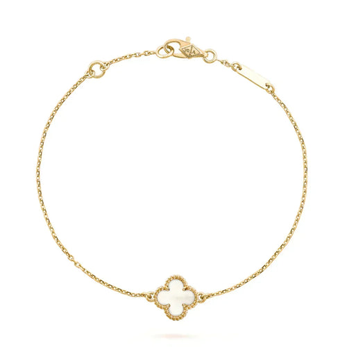 [Leaves]CLOVER WHITE MOP SINGLE FLOWER BRACELET