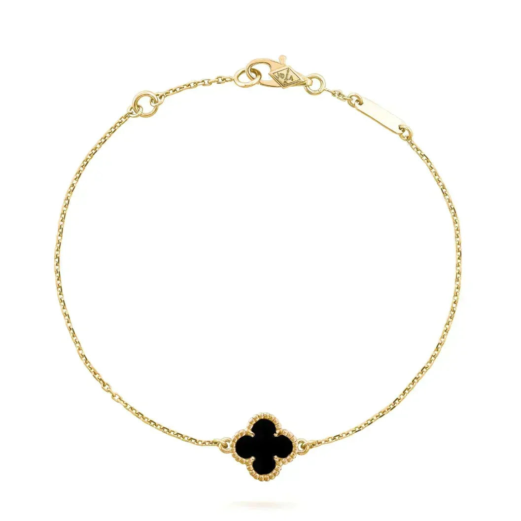 [Leaves]CLOVER ONYX SINGLE FLOWER BRACELET