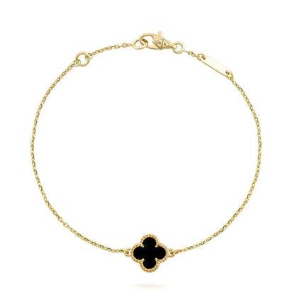 [Leaves]CLOVER ONYX SINGLE FLOWER BRACELET