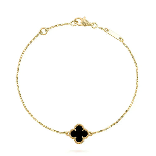 [Leaves]CLOVER ONYX SINGLE FLOWER BRACELET