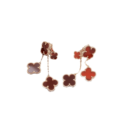 [Leaves]CLOVER EARRINGS CARNELIAN 4 MOTIFS PINK GOLD