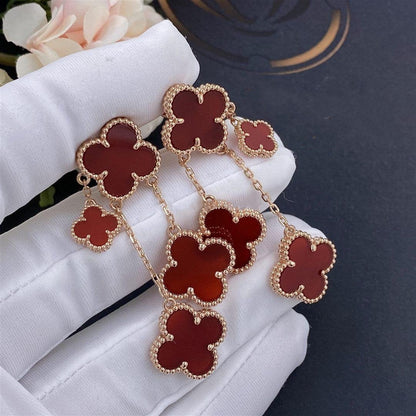 [Leaves]CLOVER EARRINGS CARNELIAN 4 MOTIFS PINK GOLD