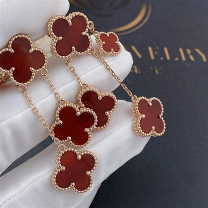 [Leaves]CLOVER EARRINGS CARNELIAN 4 MOTIFS PINK GOLD