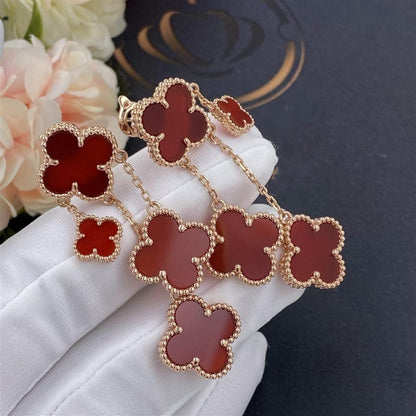 [Leaves]CLOVER EARRINGS CARNELIAN 4 MOTIFS PINK GOLD
