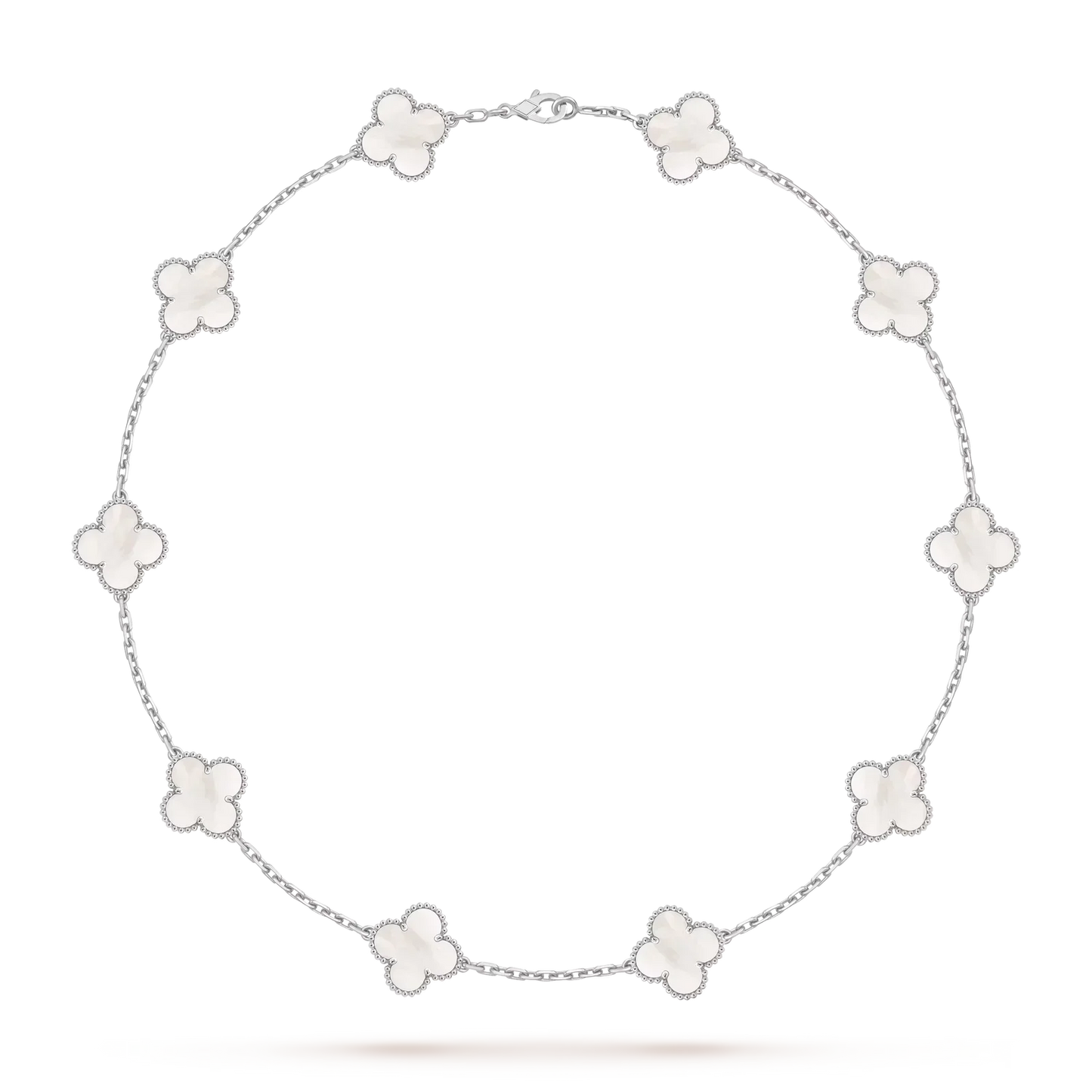 [Leaves]CLASSIC LUCKY 10-MOTIF CLOVER NECKLACE WHITE GOLD COLLECTION