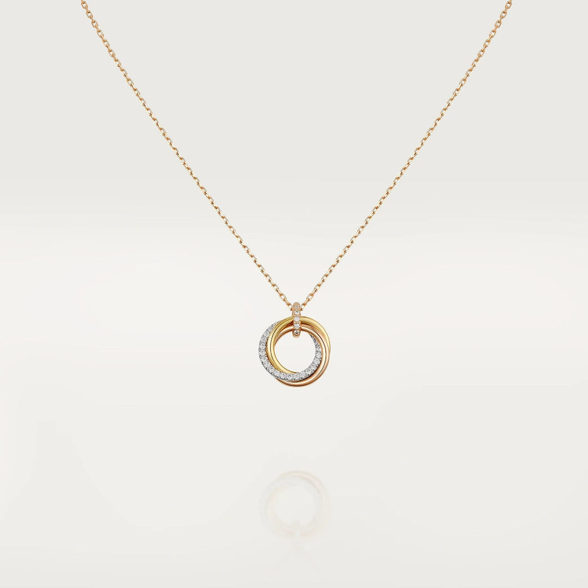 [Leaves]TRINITY NECKLACE SILVER GOLD PINK GOLD DIAMONDS
