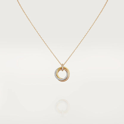 [Leaves]TRINITY NECKLACE SILVER GOLD PINK GOLD DIAMONDS