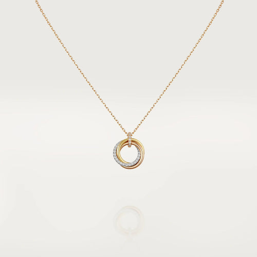 [Leaves]TRINITY NECKLACE SILVER GOLD PINK GOLD DIAMONDS