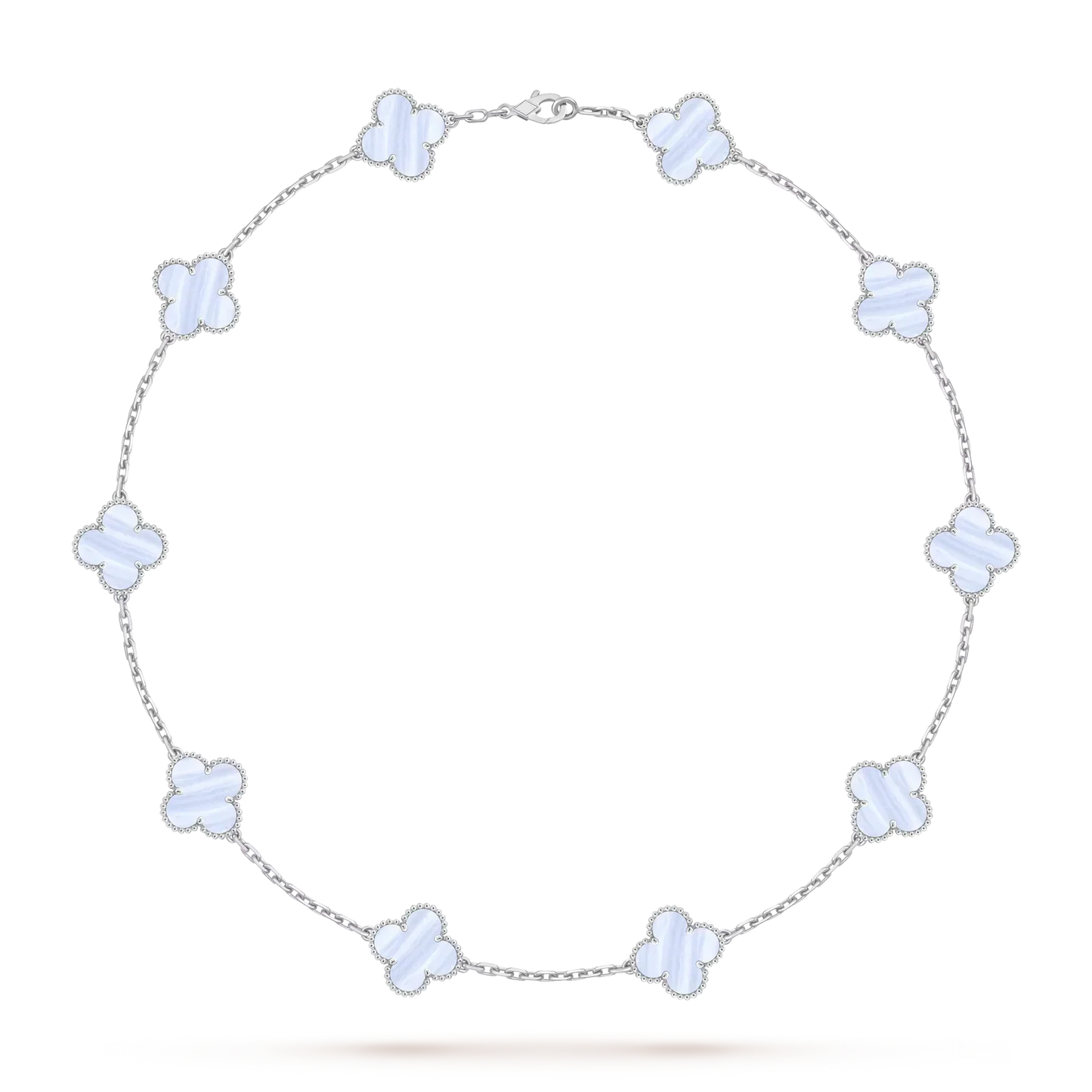 [Leaves]CLASSIC LUCKY 10-MOTIF CLOVER NECKLACE WHITE GOLD COLLECTION