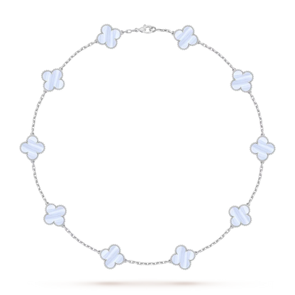 [Leaves]CLASSIC LUCKY 10-MOTIF CLOVER NECKLACE WHITE GOLD COLLECTION