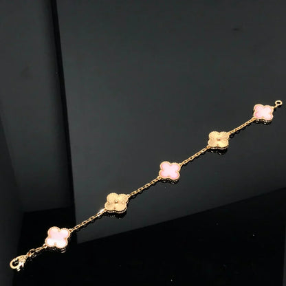 [Leaves]LUCKY CLOVER 5-MOTIF BRACELET - PINK MOTHER-OF-PEARL COLLECTION