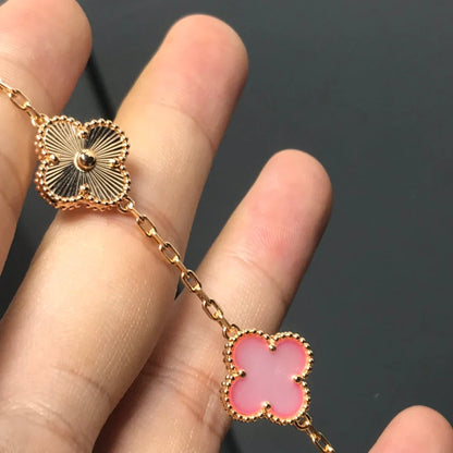 [Leaves]LUCKY CLOVER 5-MOTIF BRACELET - PINK MOTHER-OF-PEARL COLLECTION