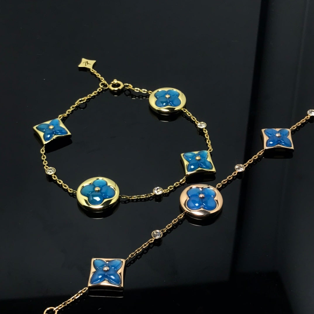 [Leaves]STAR AND SUN 4 MOTIF BLUE BRACELET