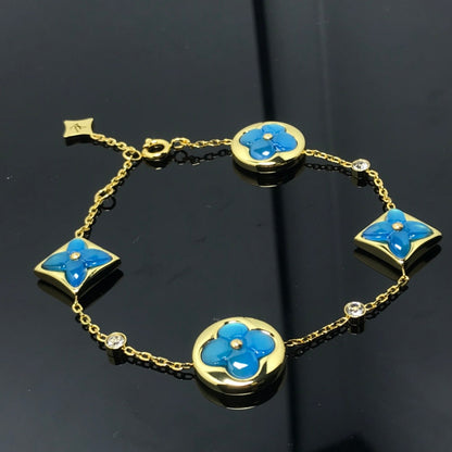 [Leaves]STAR AND SUN 4 MOTIF BLUE BRACELET