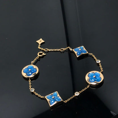 [Leaves]STAR AND SUN 4 MOTIF BLUE BRACELET