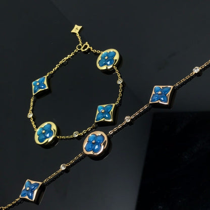 [Leaves]STAR AND SUN 4 MOTIF BLUE BRACELET