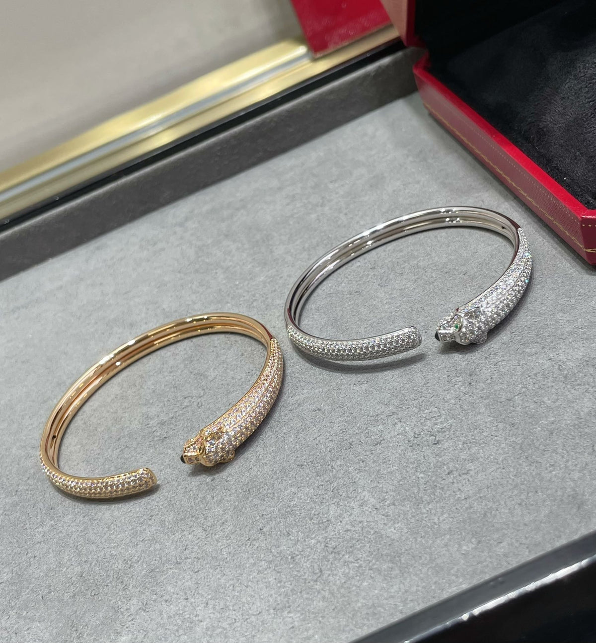[Leaves]PANTHERE FULL DIAMOND OPEN BRACELET