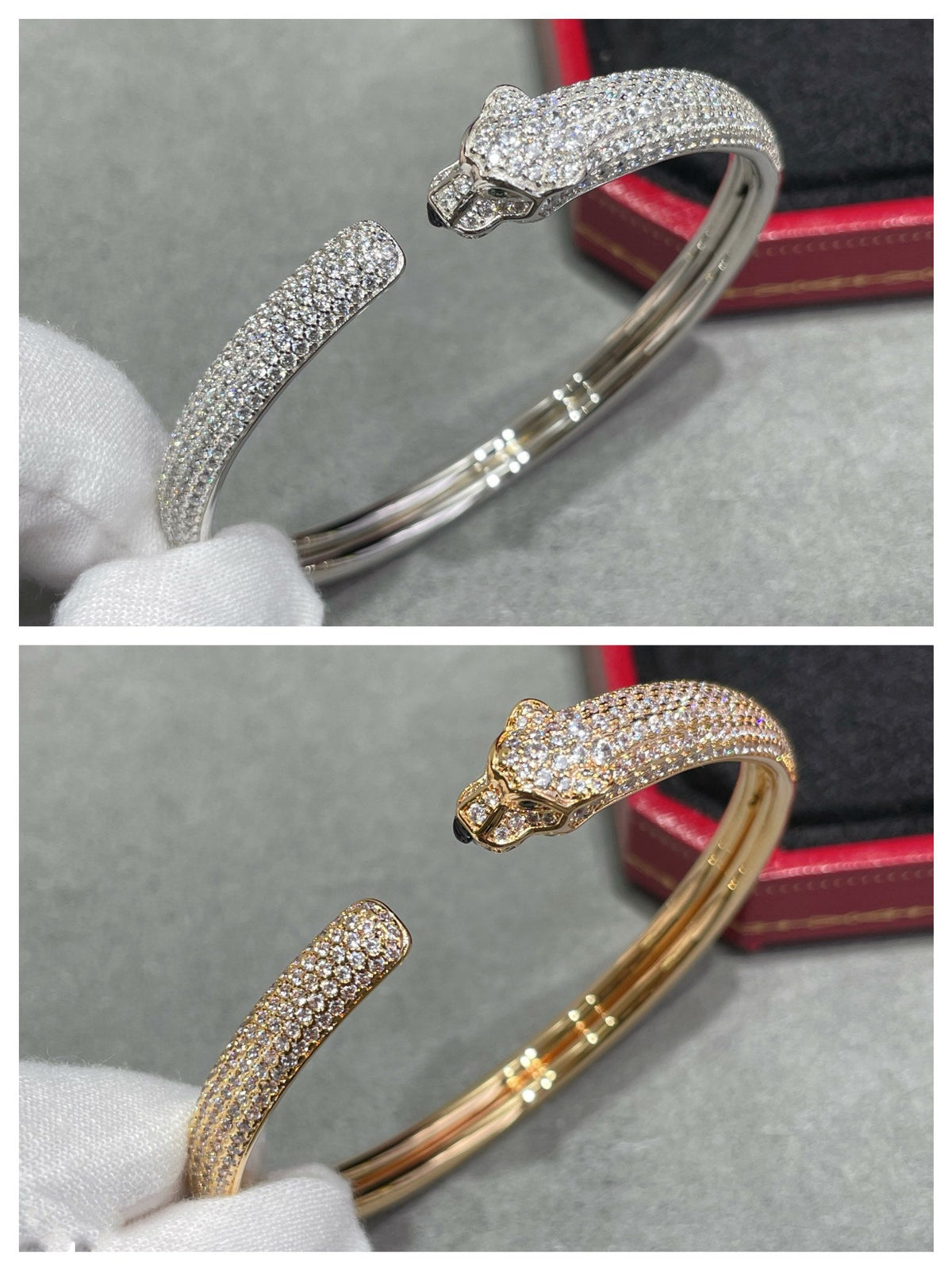 [Leaves]PANTHERE FULL DIAMOND OPEN BRACELET