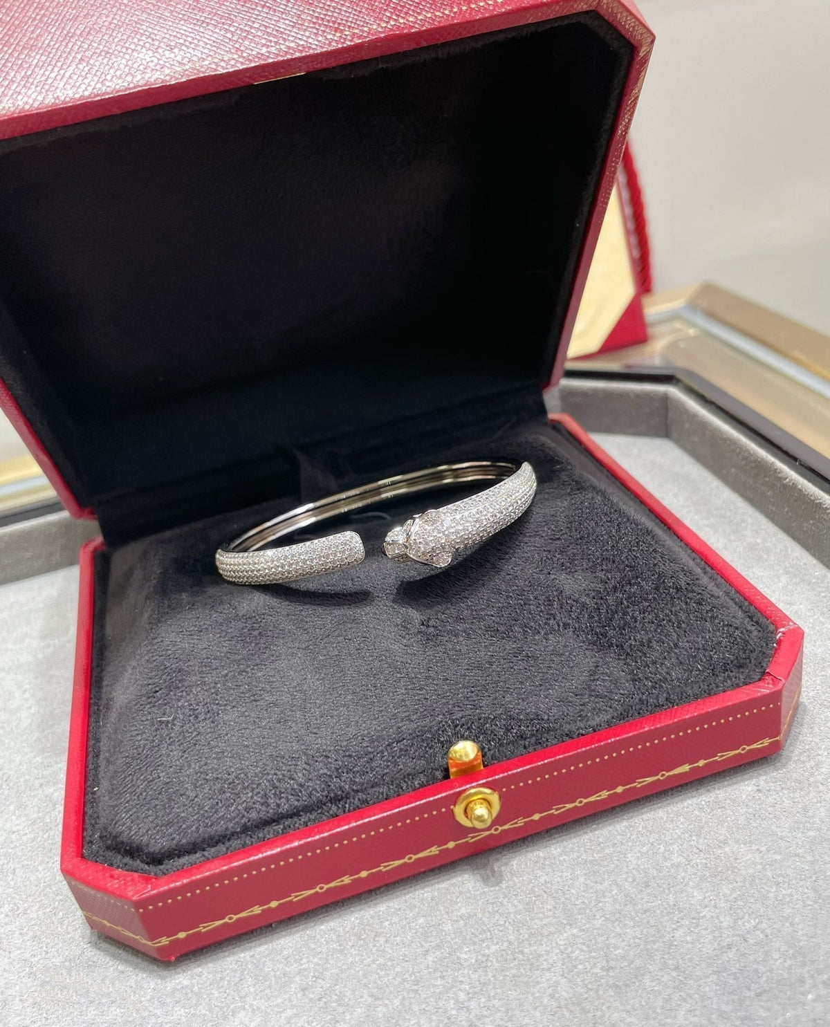[Leaves]PANTHERE FULL DIAMOND OPEN BRACELET
