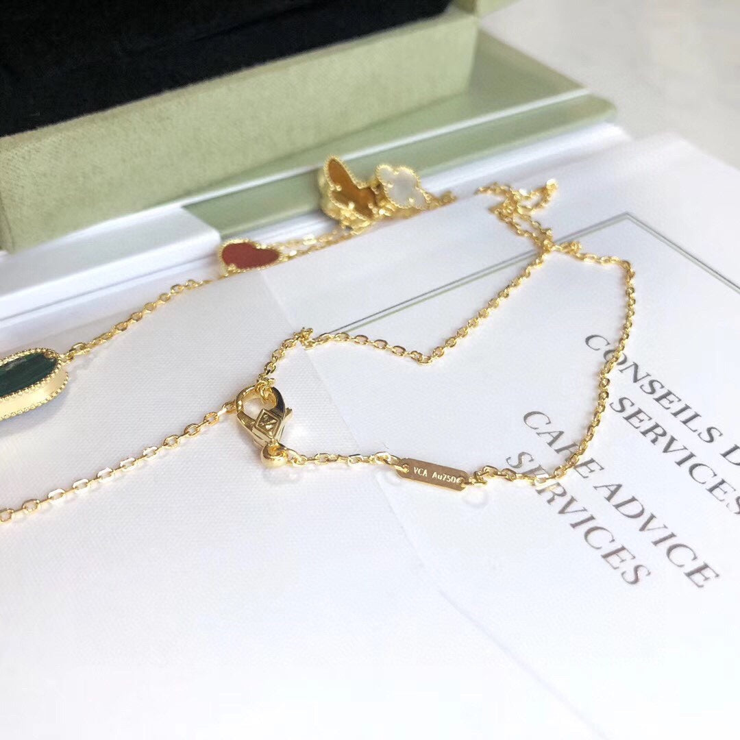 [Leaves]LUCKY SPRING 4 MOTIFS ROSE GOLD NECKLACE