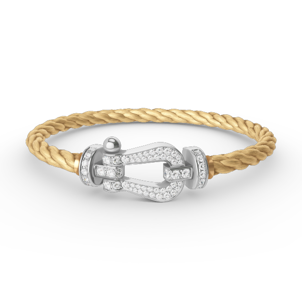 [Leaves]FORCE LARGE HORSESHOE FULL DIAMOND BRACELET - WHITE GOLD