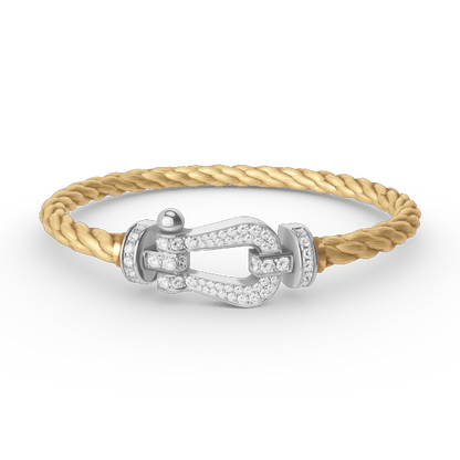 [Leaves]FORCE LARGE HORSESHOE FULL DIAMOND BRACELET - WHITE GOLD